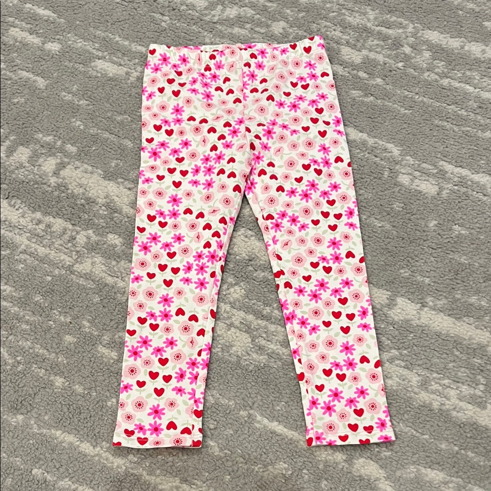 Cat & Jack Leggings with Pink and Red Floral Hearts
